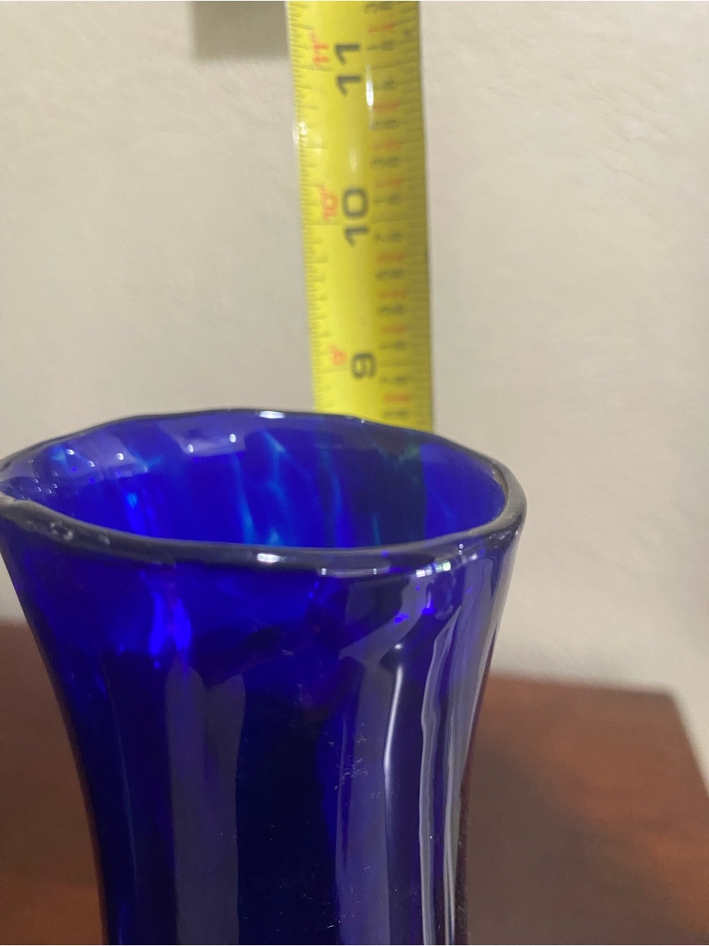 Cobalt Blue Handblown Fluted Glass Vases - Set of 2 - Picture 5 of 5